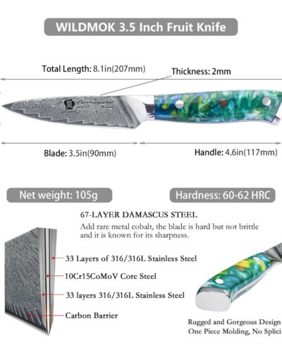 WILDMOK-3.5-INCH-FRUIT-KNIFE-DAMASCUS-STEEL-PARING-KNIFE-WITH-GREEN-RESIN-HANDLE