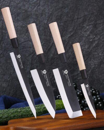 WILDMOK-4-PCS-JAPANESE-TRADITIONAL-WOODEN-HANDLE-KNIFE-SET