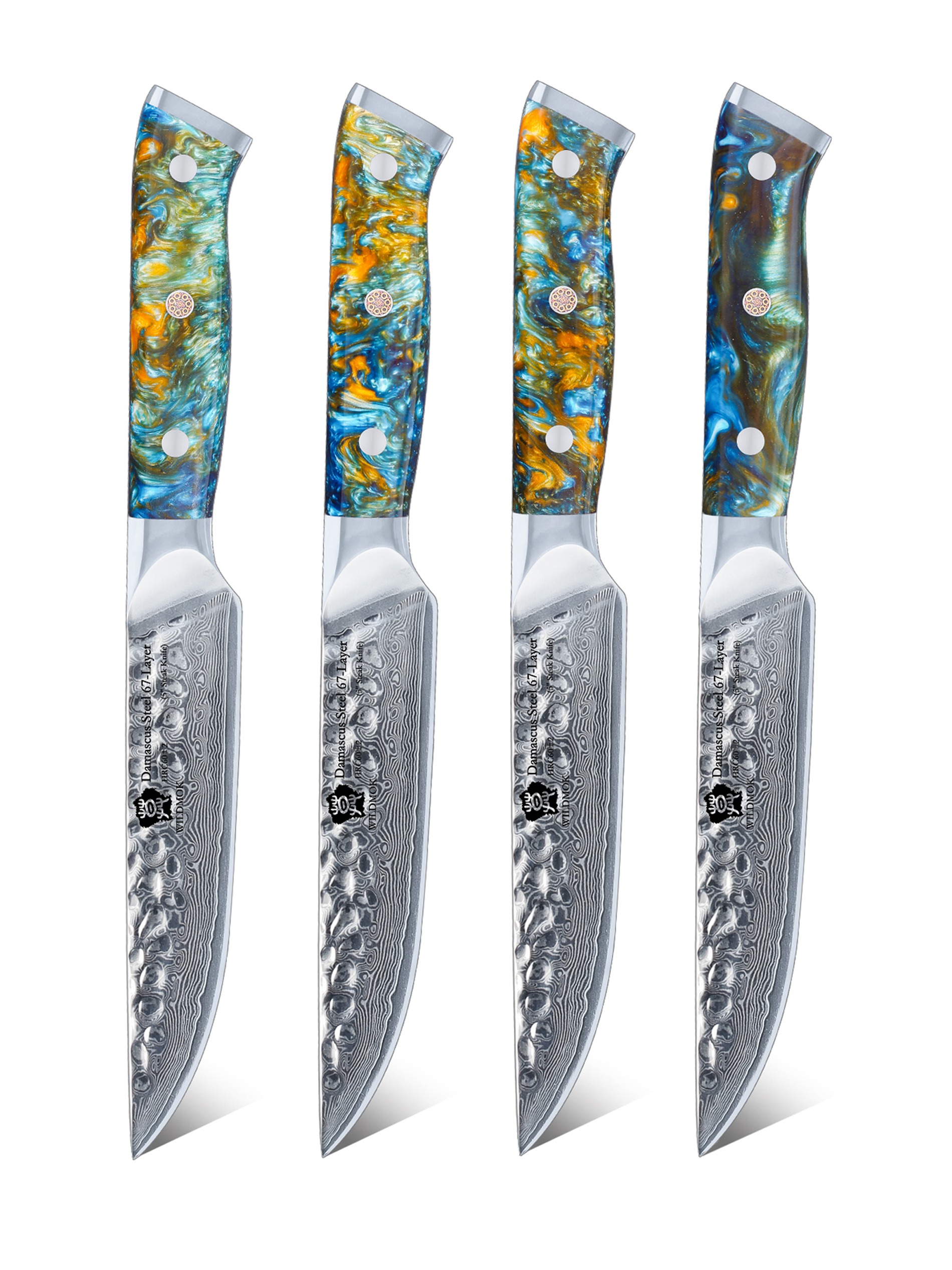 WILDMOK-4PCS-DAMASCUS-STEAK-KNIVES-SET-WITH-PEACOCK-BLUE-RESIN-HANDLE