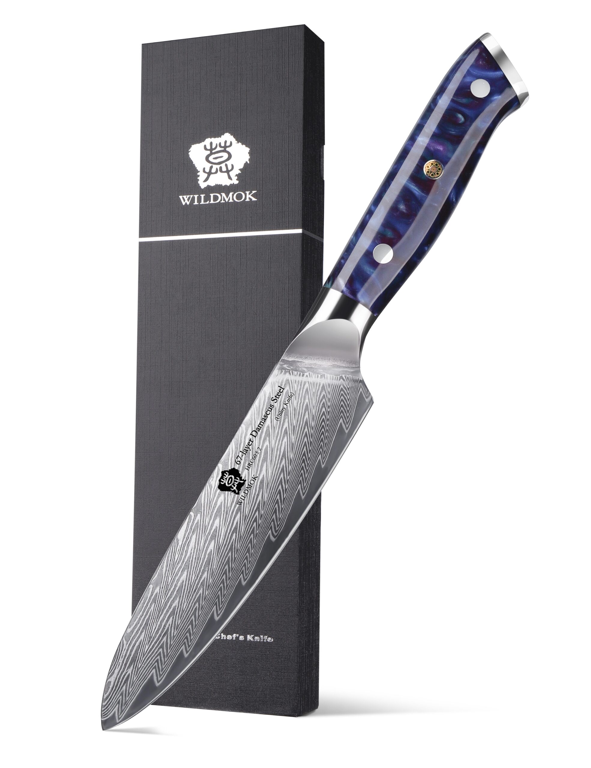 WILDMOK 5 INCH KITCHEN DAMASCUS STEEL UTILITY KNIFE RESIN HANDLE (14)