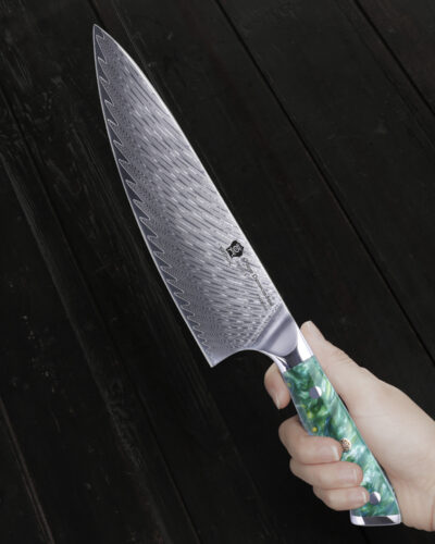 WILDMOK-DAMASCUS-STEEL-VG10-CHEF-KNIFE-8INCH-KITCHEN-KNIFE-WITH-GREEN-RESIN-HANDLE