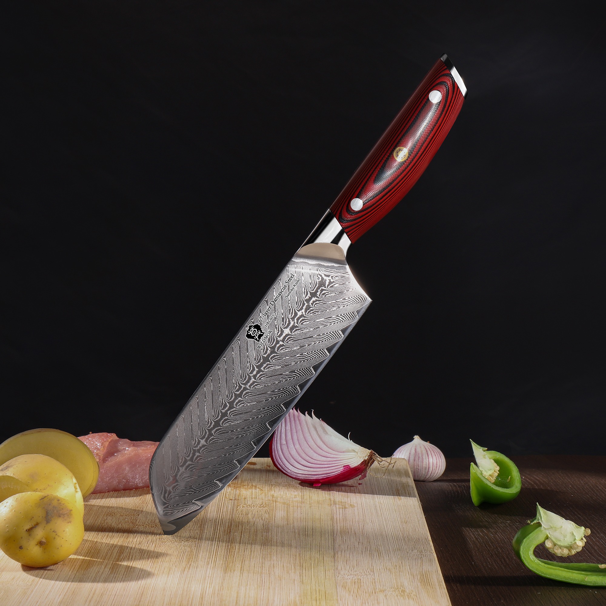 WILDMOK-7-INCH-SANTOKU-KNIFE-DAMASCUS-STEEL-JAPANESE-KNIFE-WITH-FULL-TANG-G10-HANDLE