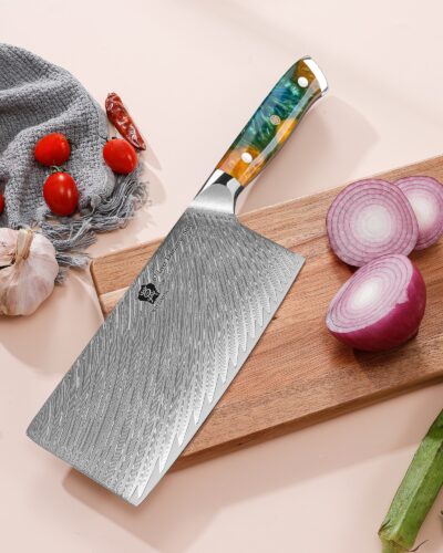 WILDMOK 7 INCH DAMASCUS STEEL MEAT CHOPPER CLEAVER KNIFE (3)