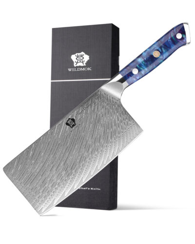 WILDMOK 7 inch Damascus Steel Meat Chopper Cleaver Knife