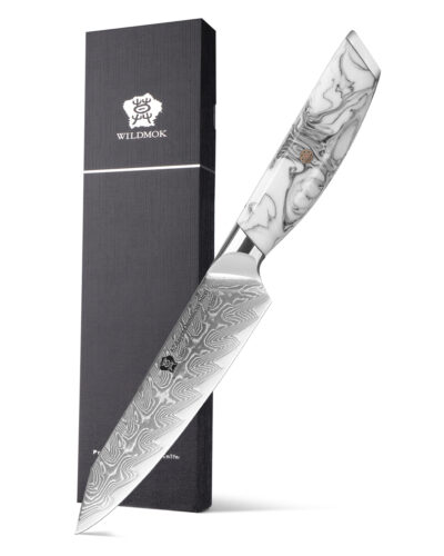 WILDMOK  5 Inch Asian Damascus Paring Kitchen Utility Knife Cutlery With Ink Resin Handle