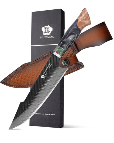 WILDMOK 67 Layers Alloy Steel Damascus Kitchen Viking Chef Knife With Resin& Wood Handle