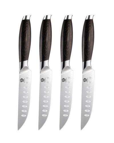 Wildmok 5 Inch German Steel Steak Knife Set Of 4 With Premium Pakkawood Handle