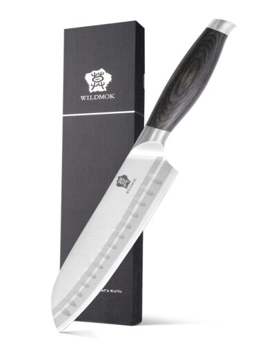 Wildmok Asian Santoku Knife With Premium Pakkawood Handle For Kitchen