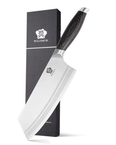 Wildmok 7.8 Inch German Stainless Steel Cleaver Knife With Premium Pakkawood Handle