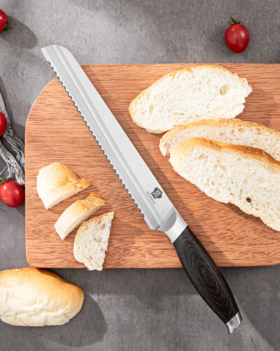 Wildmok 8 Inch German Stainless Bread Knife For Kitchen With Premium Pakkawood Handle