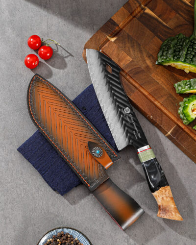 Wildmok 67 Layers Damascus Santoku Knife With Forged Resin & Wood Handle