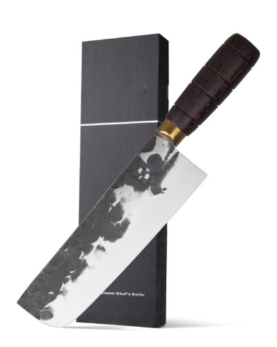 Japanese Nakiri Chef Knife 7 Inch, Professional Nakiri Knife, High Carbon Stainless Steel Hand Forged Vegetable Kitchen Knife, Sharp Meat Cleaver Kitchen Knives, wood Handle and Gift Box