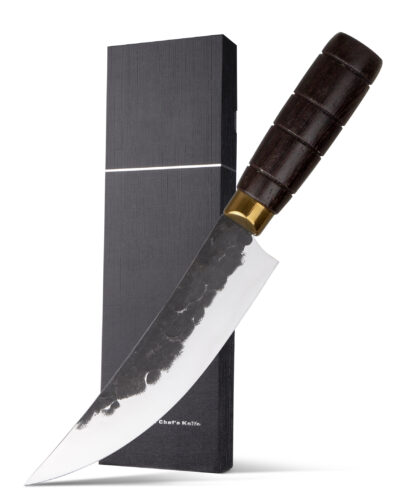 Chef Knife, Black Forged Kitchen Knife with High elastic stainless steel Stainless Steel Blade, Professional Handcrafted Chefs Knife, Ergonomic Handle Grip and Gift Box