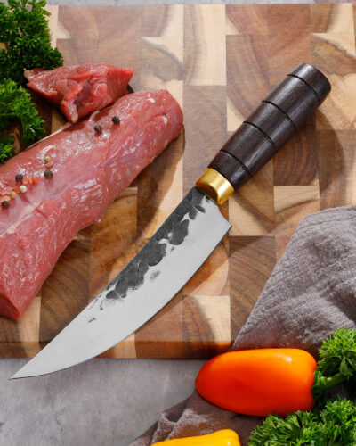 Chef Knife, Black Forged Kitchen Knife with High elastic stainless steel Stainless Steel Blade, Professional Handcrafted Chefs Knife, Ergonomic Handle Grip and Gift Box