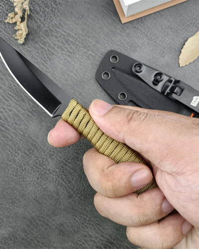 Outdoor Fixed Blade Survival Knife, Multi-Function Camping & Fishing Knife with Paracord Handle, Portable Mini EDC Tool
