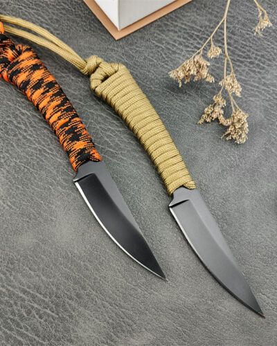 Outdoor Fixed Blade Survival Knife, Multi-Function Camping & Fishing Knife with Paracord Handle, Portable Mini EDC Tool